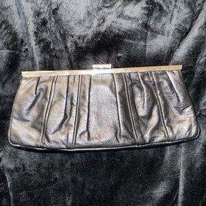 Vintage real leather Elegant Black Clutch Bag